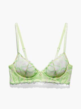Savage X Fenty Shining Star Embroidered Unlined Demi Bra Lime Green 34D